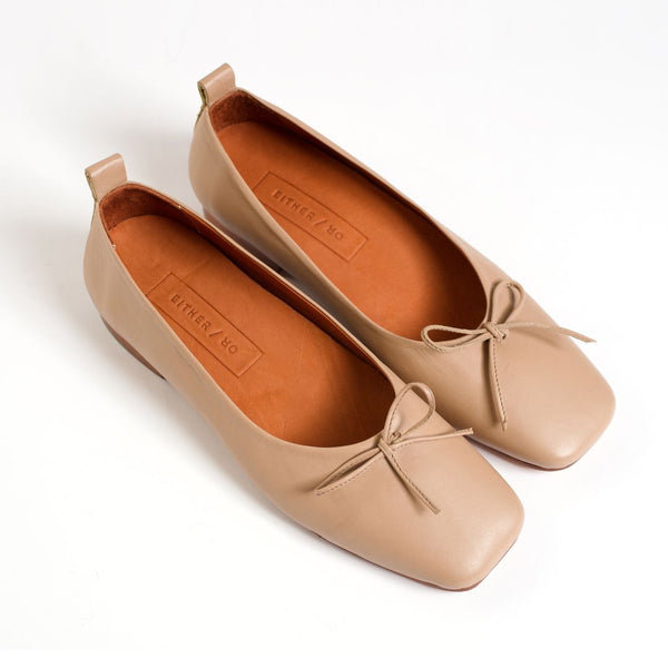 demi ballet flat clay nude leather comfy square toe sneaker insole