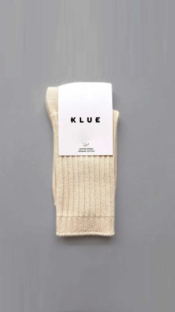 beige ribbed cotton socks by klue