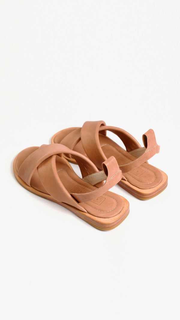 cloud sandal padded strap leather minimalist crossband sport sandal tan honey nude convertible