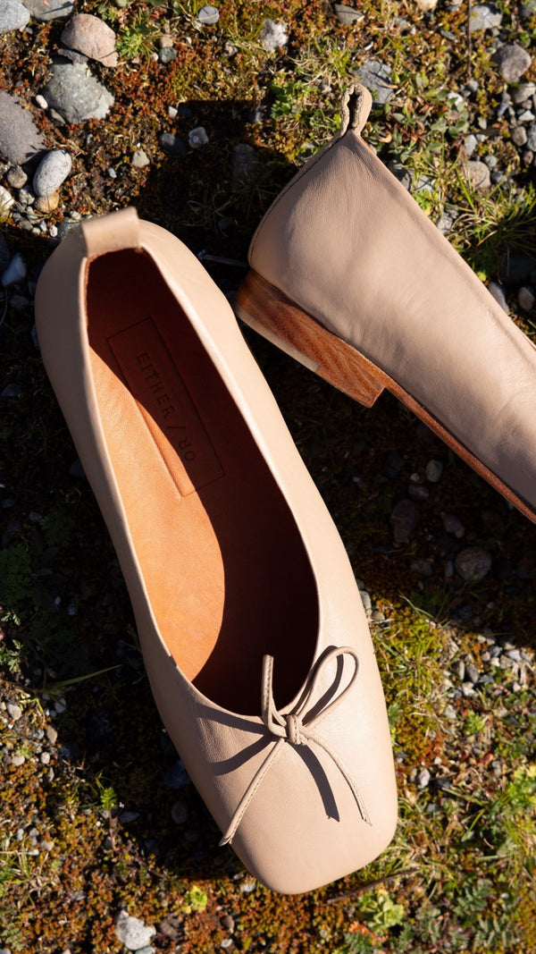 demi ballet flat clay nude leather comfy square toe spring fall