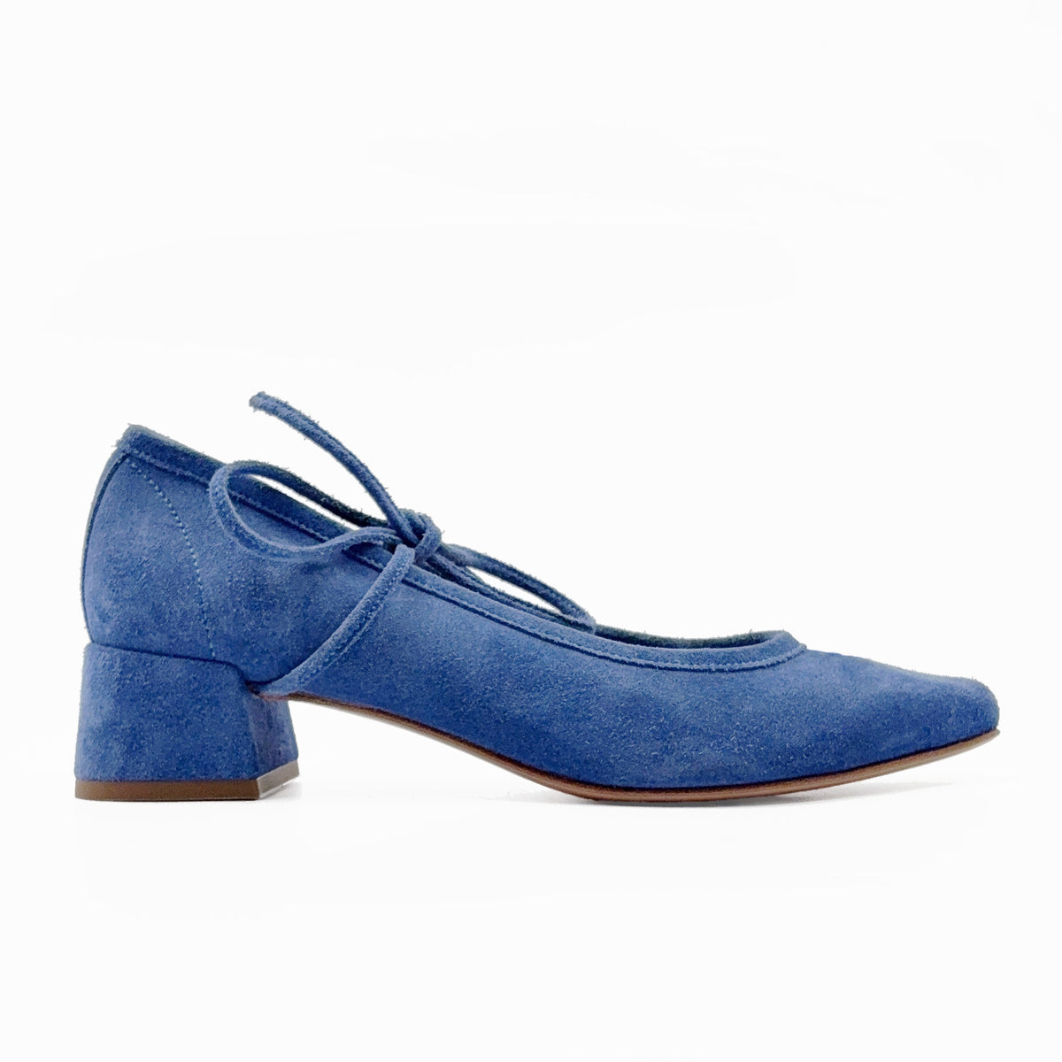 The Heeled Ballet Blue | Italian Suede Block Heel | EITHER/OR E I T H E R / O R The Heeled Ballet Blue | Italian Suede Block Heel | EITHER/OR E I T H E R / O R
