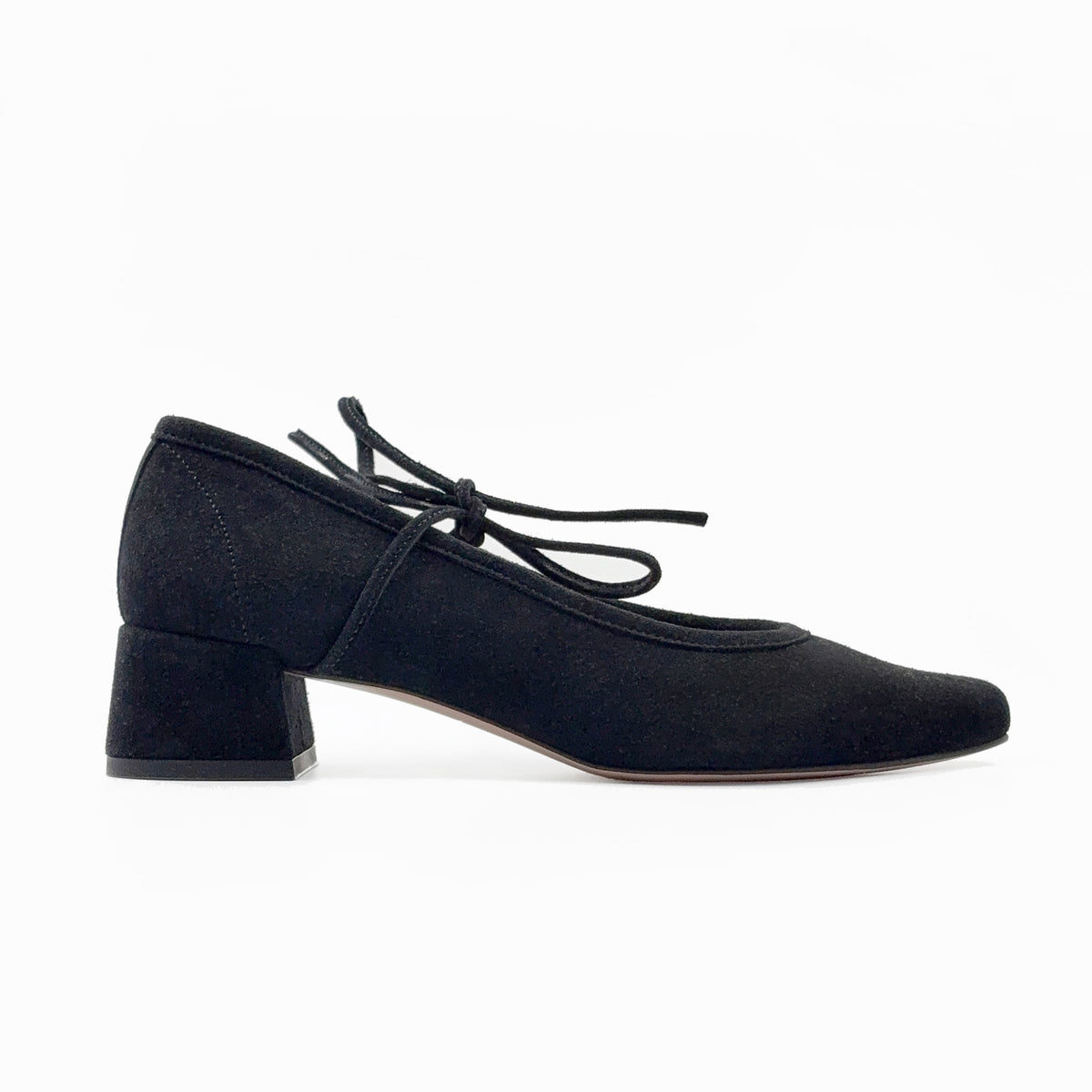 The Heeled Ballet Black | Italian Suede Block Heel | EITHER/OR E I T H E R / O R The Heeled Ballet Black | Italian Suede Block Heel | EITHER/OR E I T H E R / O R