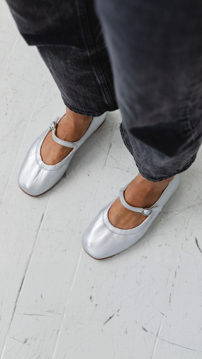 grey dress silver shoes Chloe Leather Silver Shoes for Girls by Age of Innocence, 33 - Age of Innocence
