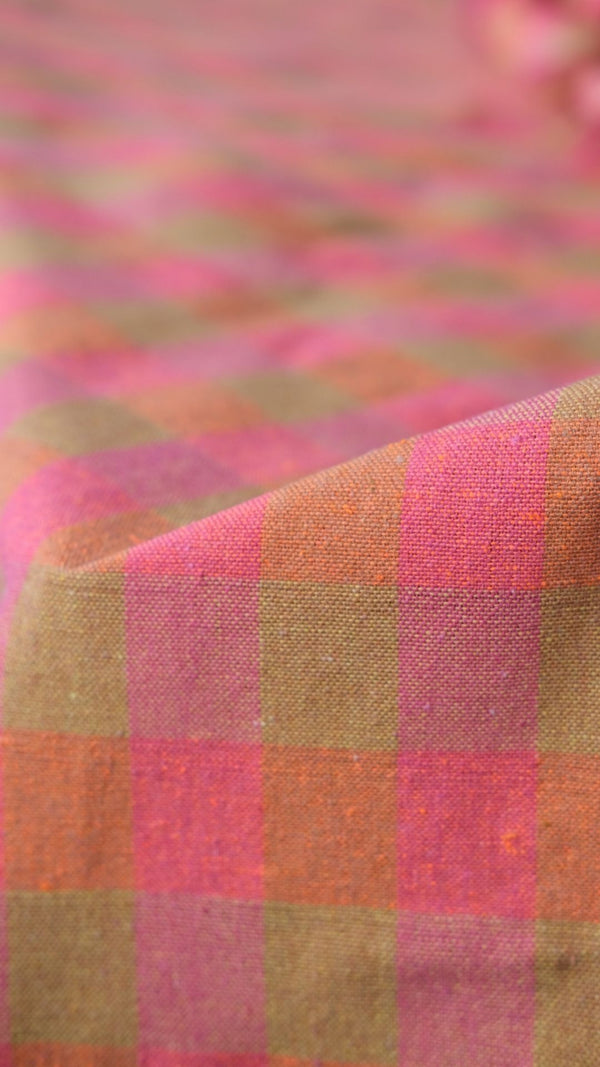 close up of pink and green picnic blanket by xyz coop
