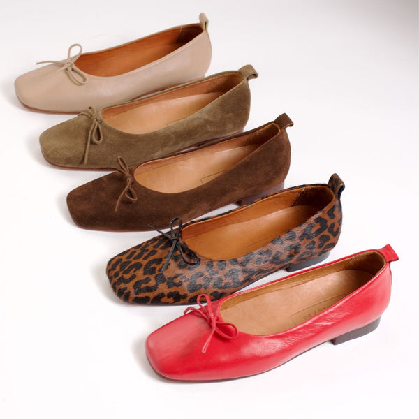 demi ballet flat red cherry comfy square toe leopard chocolate clay moss