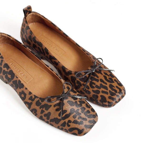 demi ballet flat leopard calf hair comfy square toe with sneaker insole