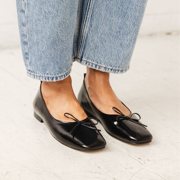 demi ballet black patent leather square toe comfy ballet flat wear to work