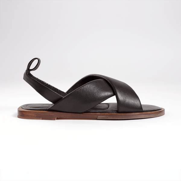 cloud sandal padded strap leather minimalist crossband sport sandal black artisan side product view