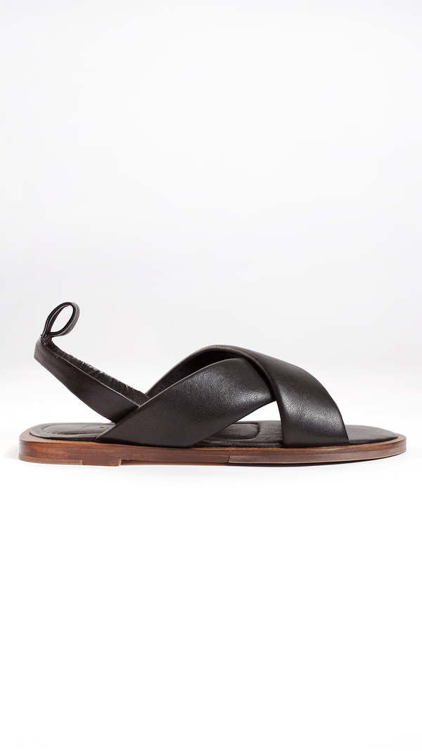 cloud sandal padded strap leather minimalist crossband sport sandal black artisan side product view