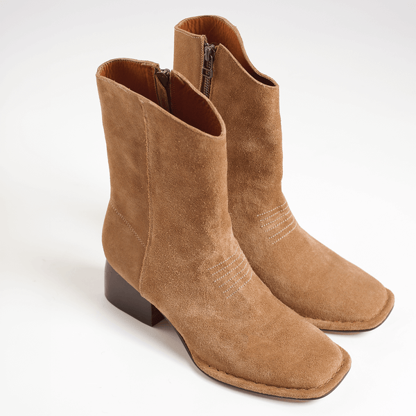 west boot tobacco tan suede square toe