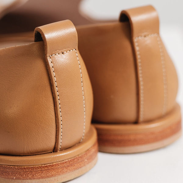 classic tan miel nude loafer slip on the row comfortable back tab
