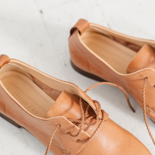 either or oxford glove soft derby lace up ballet sneaker flat cognac tan miel nude natural deconstructed european