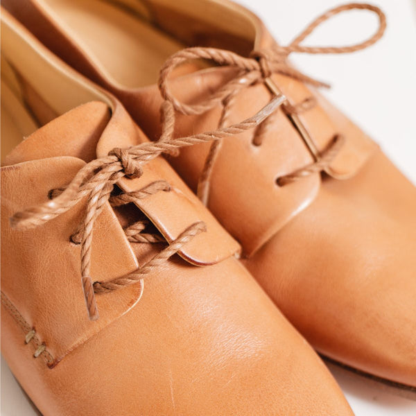 either or oxford glove soft derby lace up ballet sneaker flat cognac tan miel nude natural deconstructed