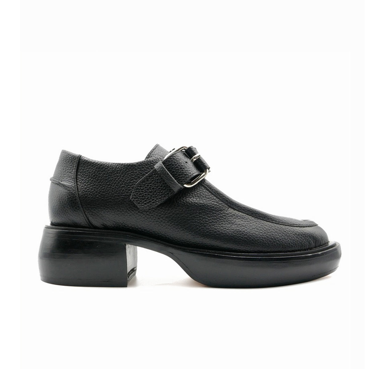 Bostonian 8 M Black Leather Lug Sole Monk Strap Loafer Slip-on Buckle Shoes Y2K BOSS - Leather monk shoes with buckled strap - Black main image 4