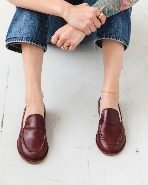 Comfort meets cool-girl style in this low-profile casual classic. Soft and flexible with a partial rubber outsole for traction & durablity. Our newest style, the Loafer is a year round wardrobe staple! Made using full grain, buttery soft, chrome-free leather. We love it paired with (or without) socks -- this is truly a…