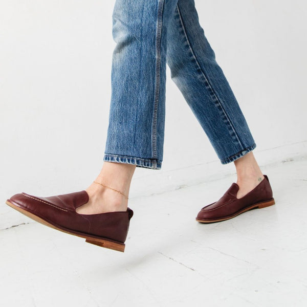 Comfort meets cool-girl style in this low-profile casual classic. Soft and flexible with a partial rubber outsole for traction & durablity. Our newest style, the Loafer is a year round wardrobe staple! Made using full grain, buttery soft, chrome-free leather. We love it paired with (or without) socks -- this is truly a…