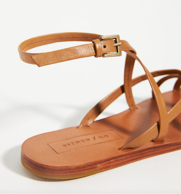 Black strappy dress leather wedding sandal minimalist ethical footwear. tan miel nude cognac natural