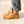 tan nude natural leather lace up shearling moccasin boot crepe sole premium side view on the foot