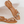 beaded footbed cork sandal with jasper beads in tan honey leather detail view