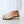 fisher low block heel buckle strap sandal comfortable metallic leather side view on foot