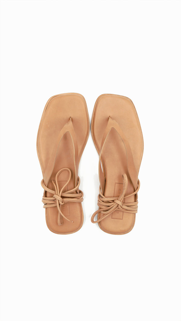 isla minimal leather thong flop flop sandal padded tan nude