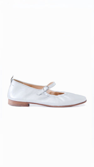 mary jane silver scrunch top buckle strap 