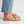 cloud sandal padded strap leather minimalist crossband sport sandal tan honey nude side view on foot