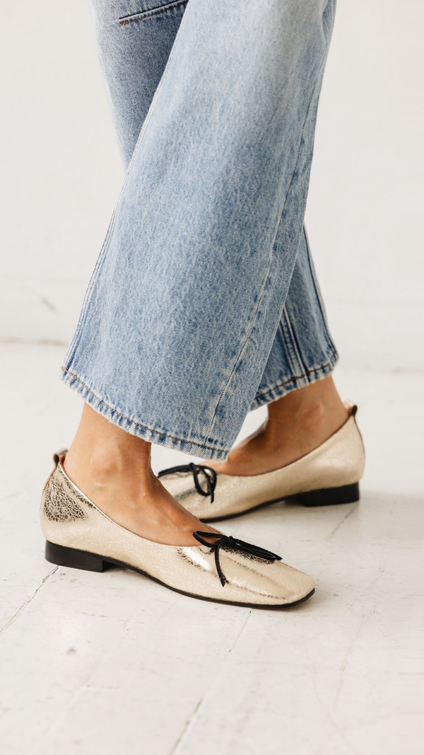 demi ballet metallic leather square toe comfy ballet flat french girl