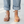 isla minimal leather thong flop flop sandal padded tan nude front on the foot