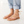 isla minimal leather thong flop flop sandal padded tan nude on the foot