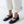 either or black leather mary jane scrunch ballet flat comfortable padded insole top view