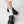 monk strap buckle platform chunky loafer in black full grain leather on the foot