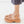 platform fisher tan miel leather sandal with buckle strap on foot