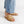 rattan sandal woven basketweave slide sandal in natural tan leather on the foot
