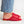 rattan sandal woven basketweave slide sandal in red leather on the foot side view