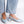 minimalist slingback block heeled pump in sky baby blue leather on the foot