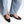 minimalist slingback block heeled pump in black italian leather on the foot