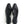 minimalist slingback block heeled pump in black italian leather top down view