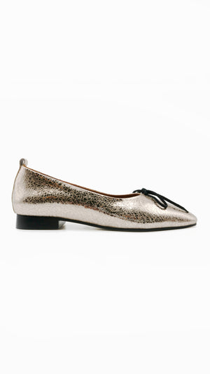 demi ballet metallic leather square toe comfy ballet flat