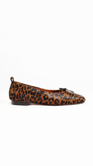 demi ballet flat leopard calf hair comfy square toe with bow 