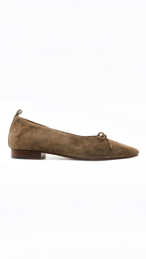 demi ballet moss taupe suede leather square toe comfy ballet flat