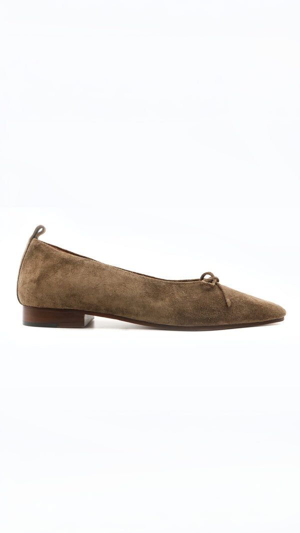 demi ballet moss taupe suede leather square toe comfy ballet flat