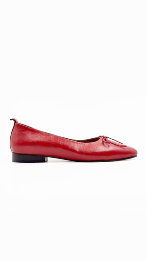 demi ballet flat red cherry comfy square toe with bow
