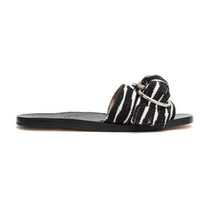 Either Or Handmade Leather Sandals Women’s Knot Black/White Ethically Made in Mexico