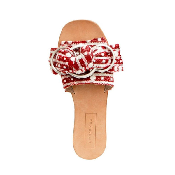 Either Or Handmade Leather Sandals Women’s Knot Rojo Red Ethically Made in Mexico